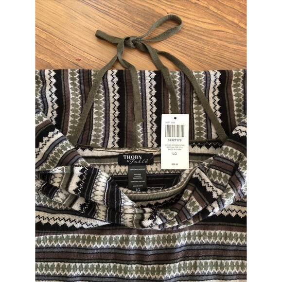 Thorn & Fable Green & Brown Stripe Halter Long-Sleeve Top Sweater Juniors L NWT - Picture 5 of 8